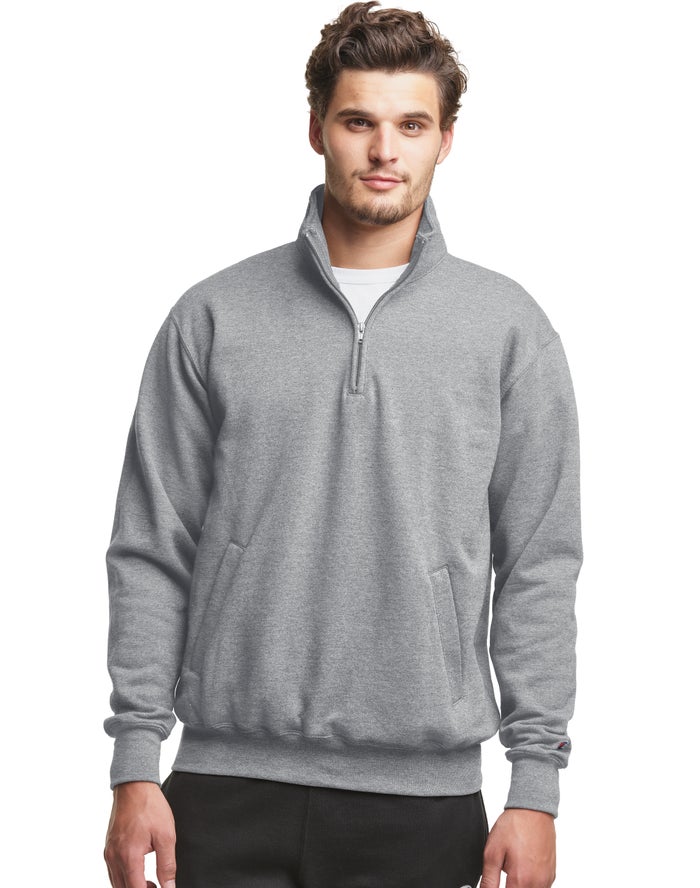 Champion Powerblend Fleece 1/4 Zip With Pockets Sweatshirt Heren - Grijs - Belgie 8649AVFPL